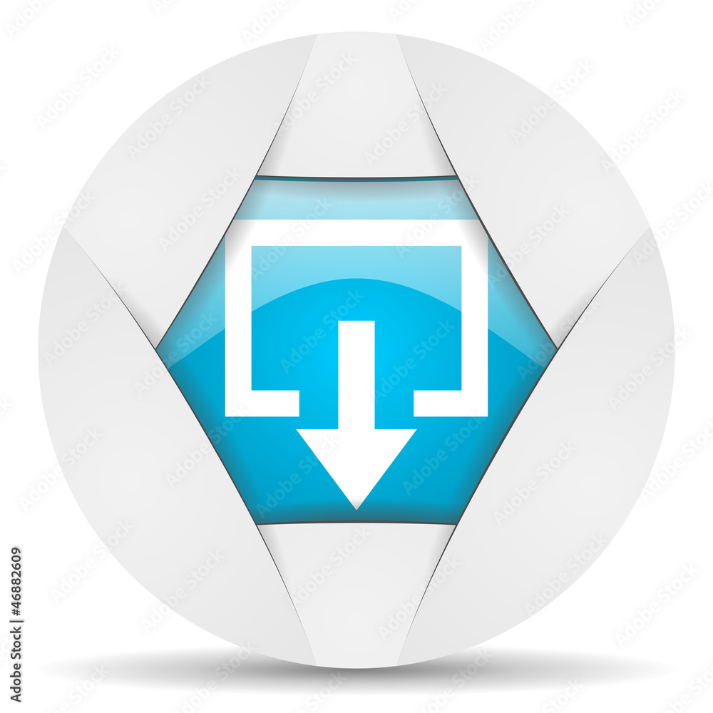 Poster exit round blue web icon on white background