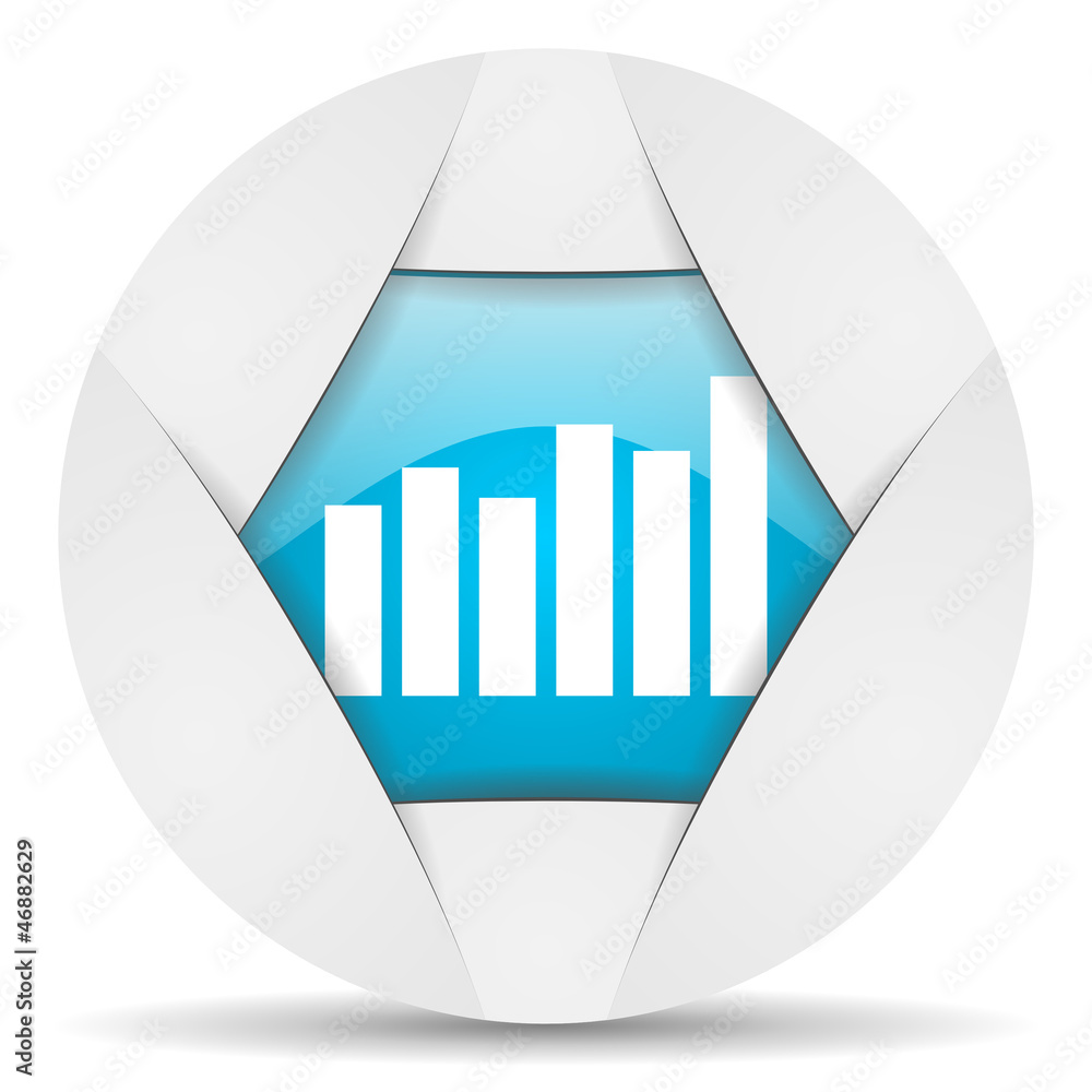 Aufkleber bar graph round blue web icon on white background