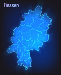 Karte von Hessen als Scribble
