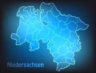 Leuchtende Karte von Niedersachsen
