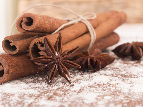 cinnamone and anise in the winter arrangement