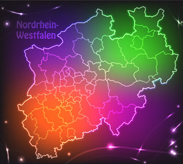 Bunte Karte von Nordrhein-Westfalen