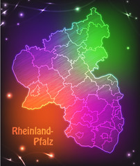Bunte Karte von Rheinland-Pfalz als Scribble