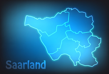 Leuchtende Karte von Saarland