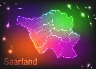 Bunte Karte von Saarland als Scribble
