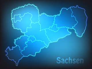 Leuchtende Karte von Sachsen