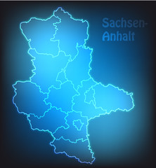 Leuchtende Karte von Sachsen-Anhalt