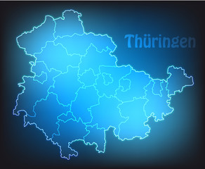 Leuchtende Karte von Thüringen