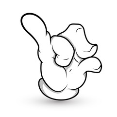 Cartoon Hand - Finger Pointing Pinch - Vector Illustration