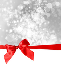 Red Bow and Ribbon with Bokeh Lights