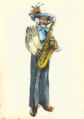 Fototapeta premium Saxophone player - Fabulously beloved grandfather.