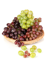 Delicious ripe pink and green grapes