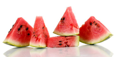 Sweet watermelon slices isolated on white