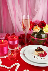 Table setting in honor of Valentine's Day