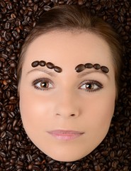 Beautiful Woman with Coffee bean