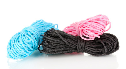 Colored ropes isolated on white background