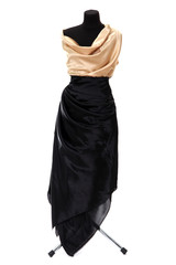 Naklejka premium black mannequin with silk cloth isolated on white