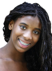 Beautiful African-American teenage girl with brace
