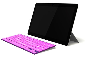 tablet computer with pink color keyboard