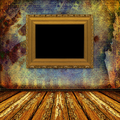 Interior of the old room with the former remains of luxury