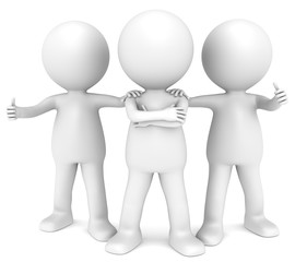 3D little human character x3 in a Confident pose.People series.