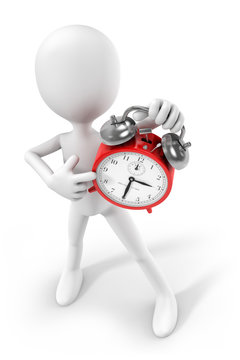 3d-man showing an alarm clock