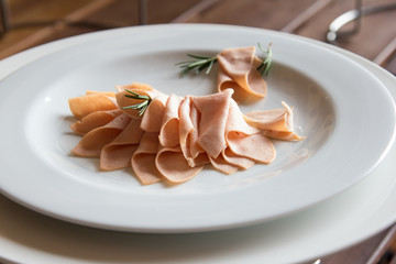 ham on white dish
