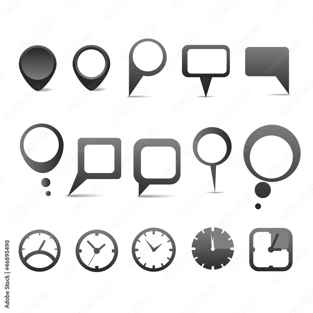 Poster Abstract speech clouds with web icons collection