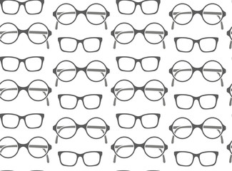 Set of fashionable glasses silhouettes seamless background