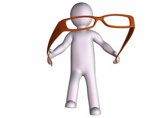 3d men and optical eyeglasses.