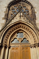 Fototapeta na wymiar Entrance Martin Luther Kościół w Detmold (Westfalia)