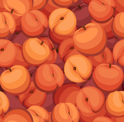 Seamless background with peaches. Vector illustration.