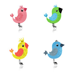 set cartoon birds