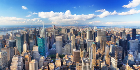Vue aérienne du nord de Manhattan, New York.