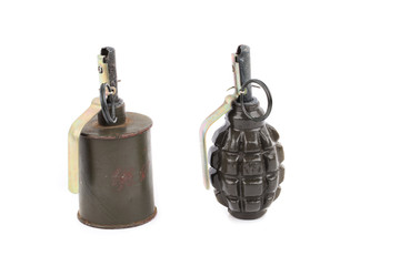 explosive grenades isolated on a white background