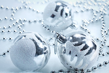 Christmas background with shiny balls