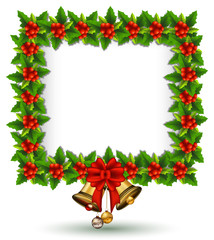 beauty Holly Christmas frame with bell