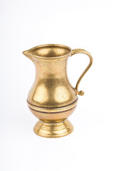 Antique Hammered Brass pot isolated on white