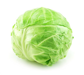 Fototapeta premium Ripe Green Cabbage Isolated on White