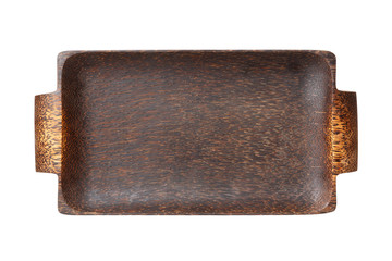 wooden dish for sushi or other food on a white background