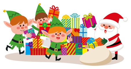 Obraz na płótnie Canvas Przygotowania do Bożego Narodzenia prezent Mikołaja Elf