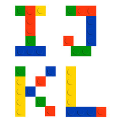 Alphabet set made of toy construction brick blocks isolated iso