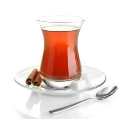glass of Turkish tea, isolated on white