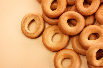 tasty bagels, on beige background
