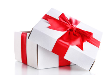 gift box with red ribbon, isolated on white