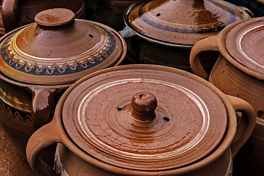 Large ceramic pots, traditional Romanian