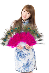 Beautiful asian woman in traditional chinese derss