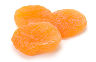 Dried apricots on white background