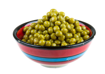 green peas, in a bowl, isolated, white background