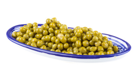 green peas, in a bowl, isolated, white background